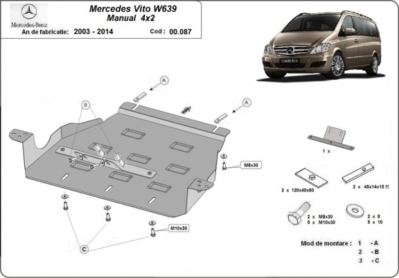 Cache de protection de la boîte de vitesse Mercedes Viano W639 - 2.2 D 4x2