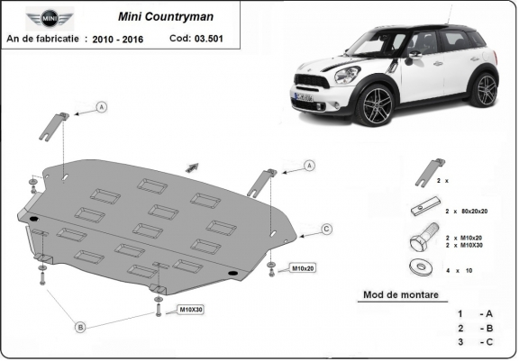 Cache sous moteur et de la boîte de vitesse Mini Countryman R60