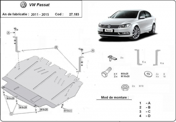 Cache sous moteur et de la boîte de vitesse VW Passat B7