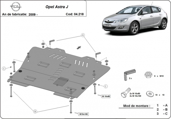 Cache sous moteur et de la boîte de vitesse Opel Astra J