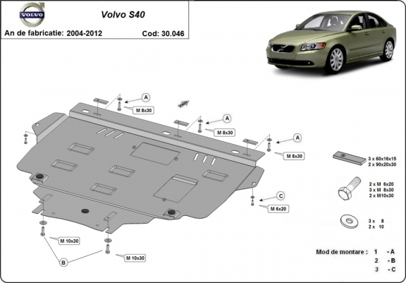 Cache sous moteur et de la boîte de vitesse Volvo S40