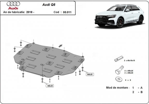 Cache de protection de la boîte de vitesse Audi Q8