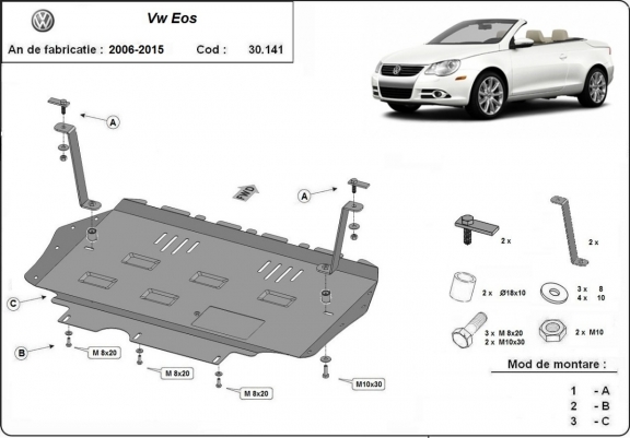 Cache sous moteur et de la boîte de vitesse VW Eos