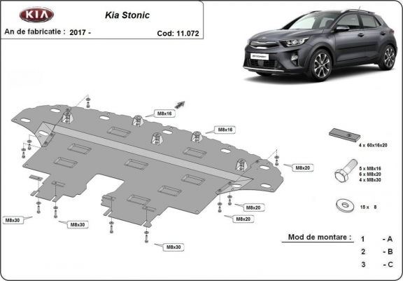 Cache sous moteur et de la boîte de vitesse Kia Stonic