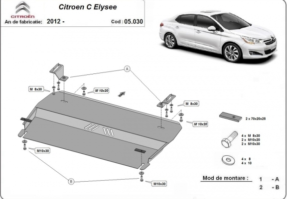Cache sous moteur et de la boîte de vitesse Citroen C-Elysee