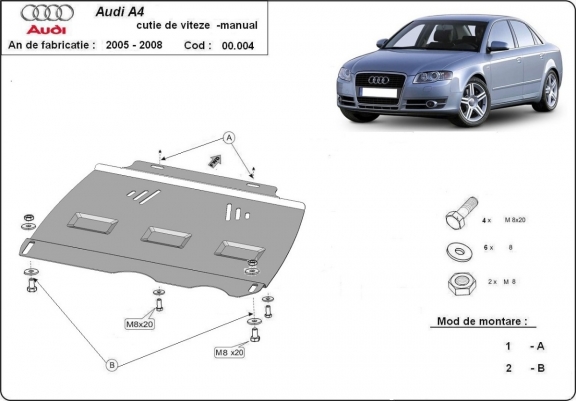 Cache de protection de la boîte de vitesse Audi A4 B7 All Road- manuelle 