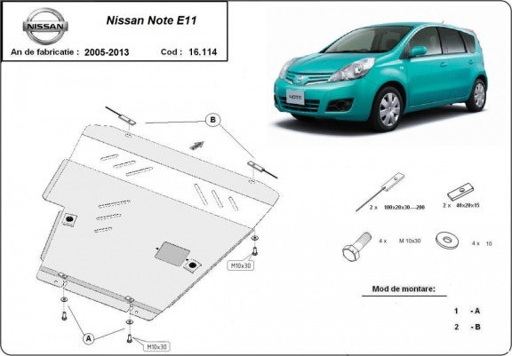 Cache sous moteur et de la boîte de vitesse Nissan Note