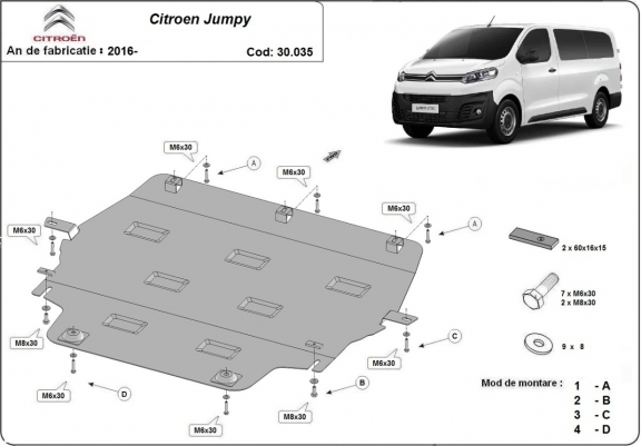 Cache sous moteur et de la boîte de vitesse Citroen Jumpy
