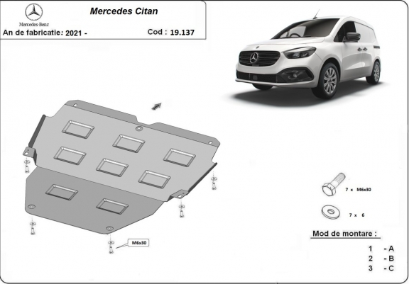 Cache sous moteur et de la boîte de vitesse Mercedes Citan W420