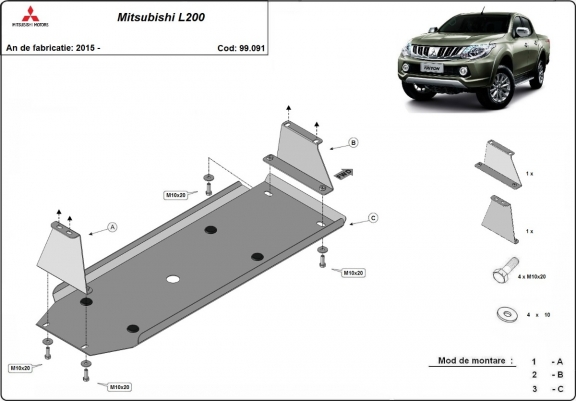 Cache de protection de réservoir Mitsubishi L 200