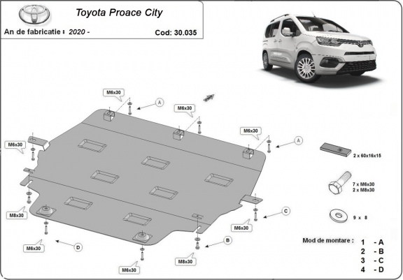 Cache sous moteur et de la boîte de vitesse Toyota Proace Verso