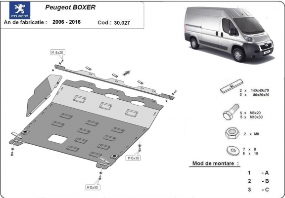 Cache sous moteur et de la boîte de vitesse Peugeot Boxer