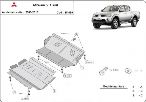 Cache sous moteur et de la radiateur Mitsubishi L 200