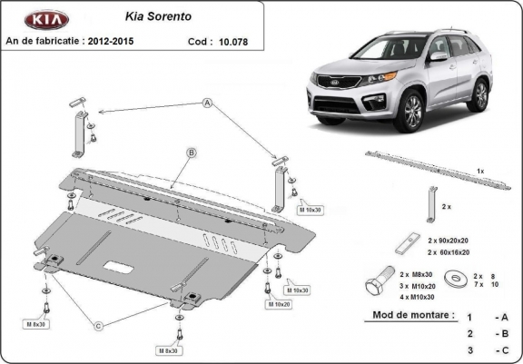 Cache sous moteur et de la boîte de vitesse Kia Sorento XM
