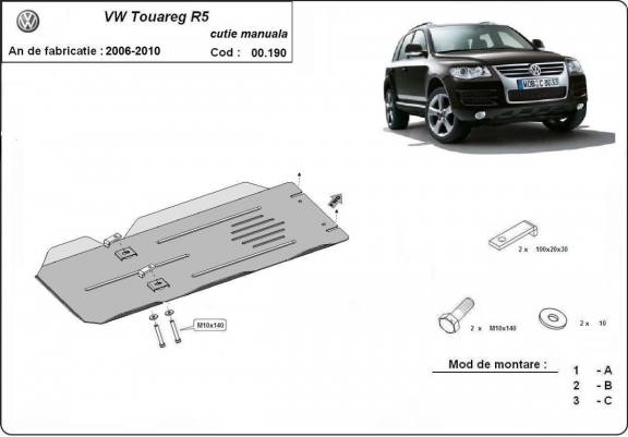 Cache de protection de la boîte de vitesse manuelle VW Touareg 7L