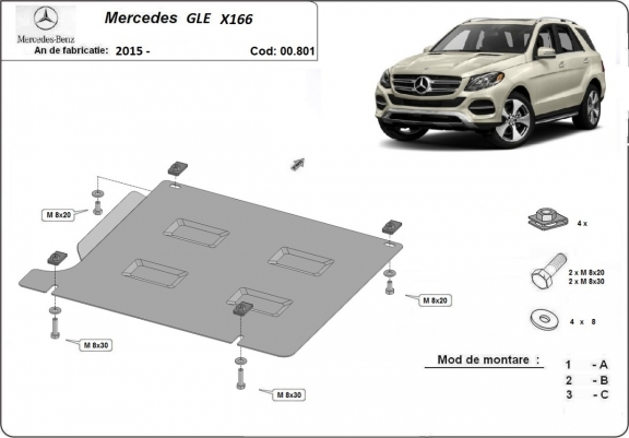 Cache de protection de la boîte de vitesse Mercedes GLE X166