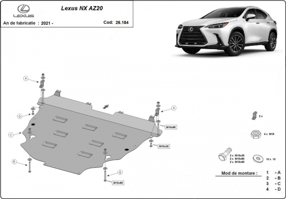 Cache sous moteur et de la boîte de vitesse Lexus NX AZ20