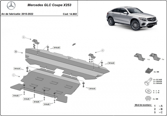 Cache sous moteur Mercedes GLC Coupe X253