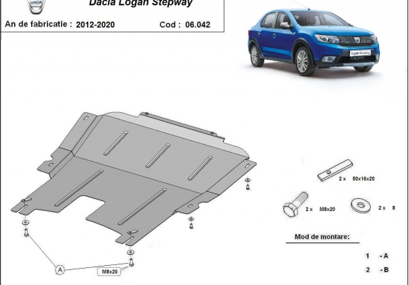 Cache sous moteur et de la boîte de vitesse Dacia Logan 2 Stepway