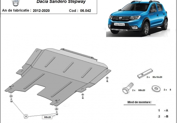 Cache sous moteur et de la boîte de vitesse Dacia Sandero 2 Stepway