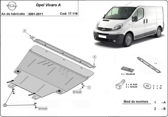 Cache sous moteur et de la boîte de vitesse Opel Vivaro A 
