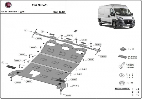 Cache sous moteur et de la boîte de vitesse Fiat Ducato