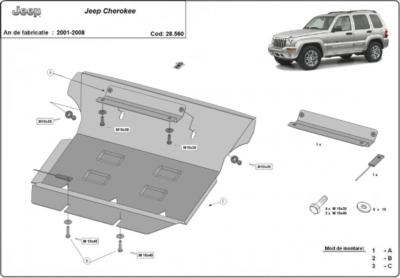 Cache sous moteur Jeep Cherokee - KJ