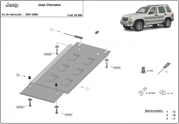 Cache de protection de la boîte de vitesse Jeep Cherokee - KJ