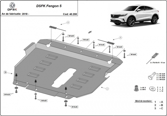 Cache sous moteur et de la radiateur Dfsk Fengon 5
