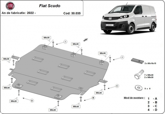 Cache sous moteur et de la boîte de vitesse Fiat Scudo