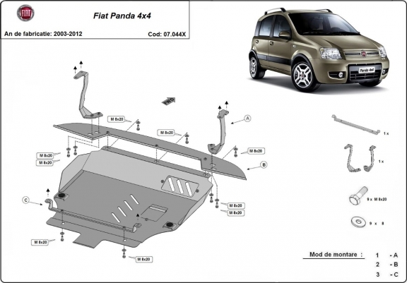 Cache sous moteur et de la boîte de vitesse Fiat Panda 4x4