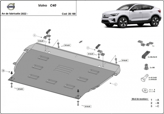 Cache sous moteur et de la boîte de vitesse Volvo C40