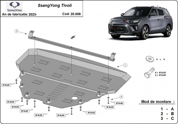 Cache sous moteur et de la radiateur SsangYong Tivoli