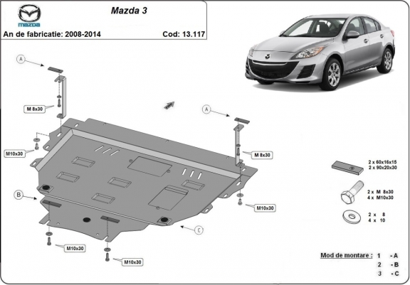 Cache sous moteur et de la boîte de vitesse Mazda 3