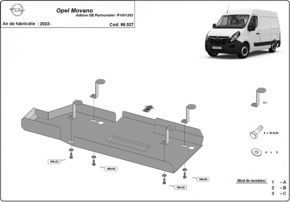 Cache de protection réservoir AdBlue Opel Movano C 
