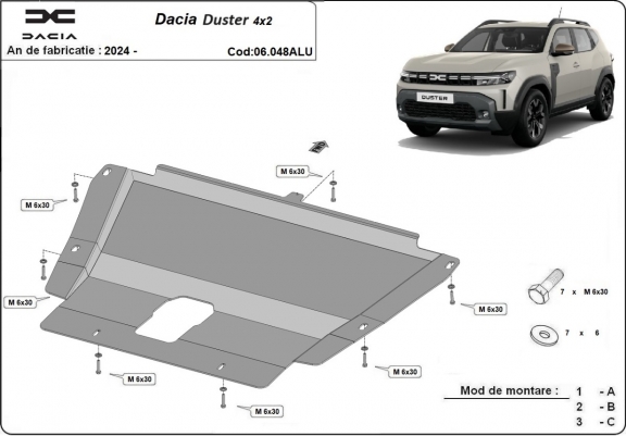 Cache sous moteur et de la boîte de vitesse en aluminium Dacia Duster 4x2 +4x4
