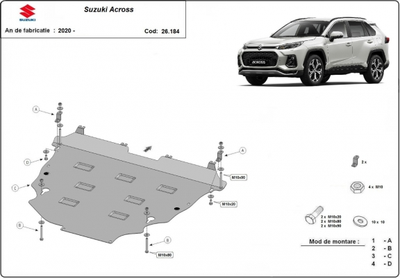 Cache sous moteur et de la boîte de vitesse Suzuki Across - Aluminium  