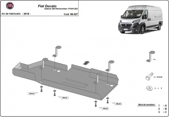 Cache de protection réservoir AdBlue Fiat Ducato