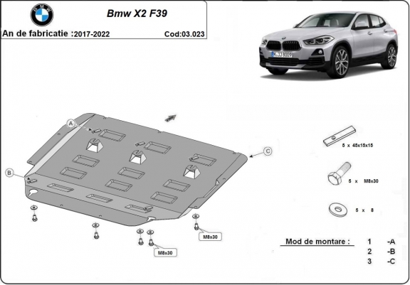 Cache sous moteur et de la boîte de vitesse BMW X2 F39