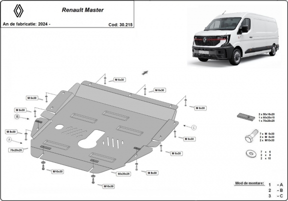 Cache sous moteur et de la boîte de vitesse Renault Master