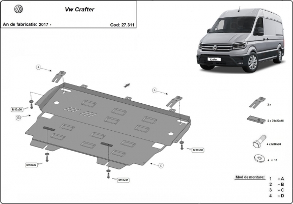 Cache sous moteur et de la boîte de vitesse Vw Crafter