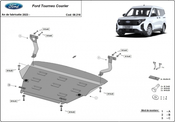 Cache sous moteur et de la boîte de vitesse Ford Tourneo Courier