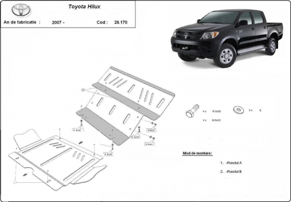 Cache sous moteur et de la radiateur Toyota Hilux