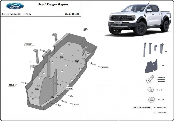 Cache de protection de réservoir Ford Ranger Raptor