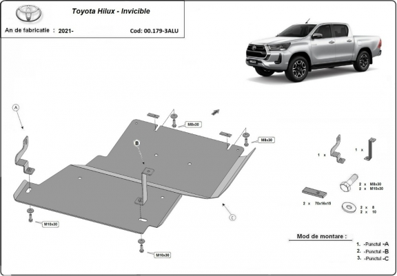 Cache de protection du différentiel Toyota Hilux Invincible - Aluminium