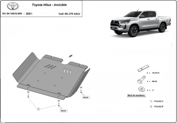 Cache de protection aluminium de la boîte de vitesse Toyota Hilux Invincible