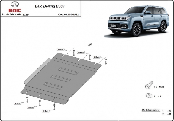 Cache de protection en aluminium de la boîte de vitesse Baic Beijing BJ60