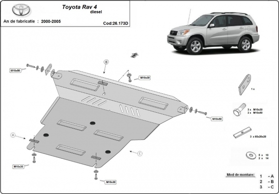 Cache sous moteur et de la boîte de vitesse Toyota Rav4 Diesel