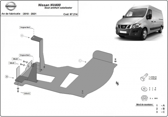 Protection convertisseur catalytique/cat lock Nissan NV400