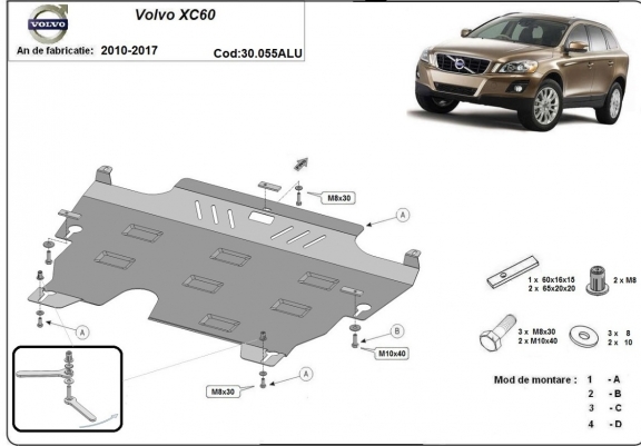 Cache sous moteur et de la boîte de vitesse en aluminium Volvo XC60